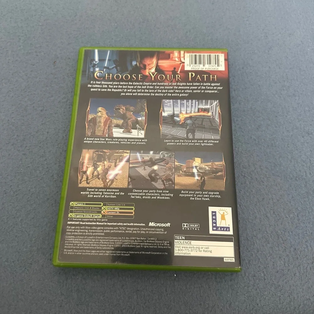 Star Wars Knights of the Old Republic KOTOR Original Xbox Game with Manual